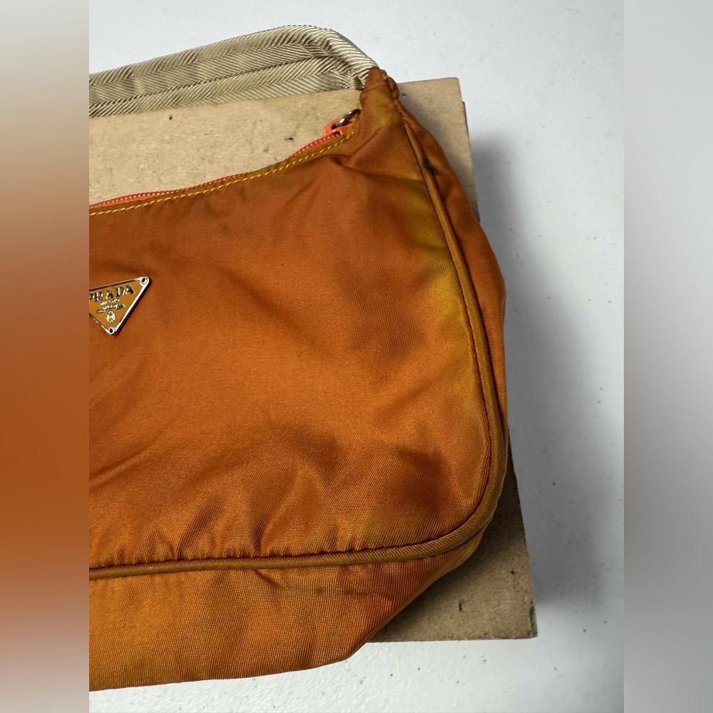 PRADA Nylon Triangle Logo Shoulder Handbag Orange Made in Italy - Picture 5 of 16